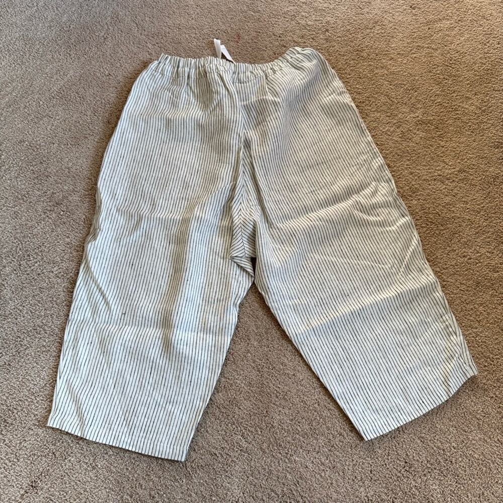 Not Perfect Linen Tokyo Striped Cropped Linen Pant Size M/L - Picture 2 of 3